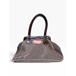 Second Wind Vintage Houndstooth Framed Satchel Handbag
